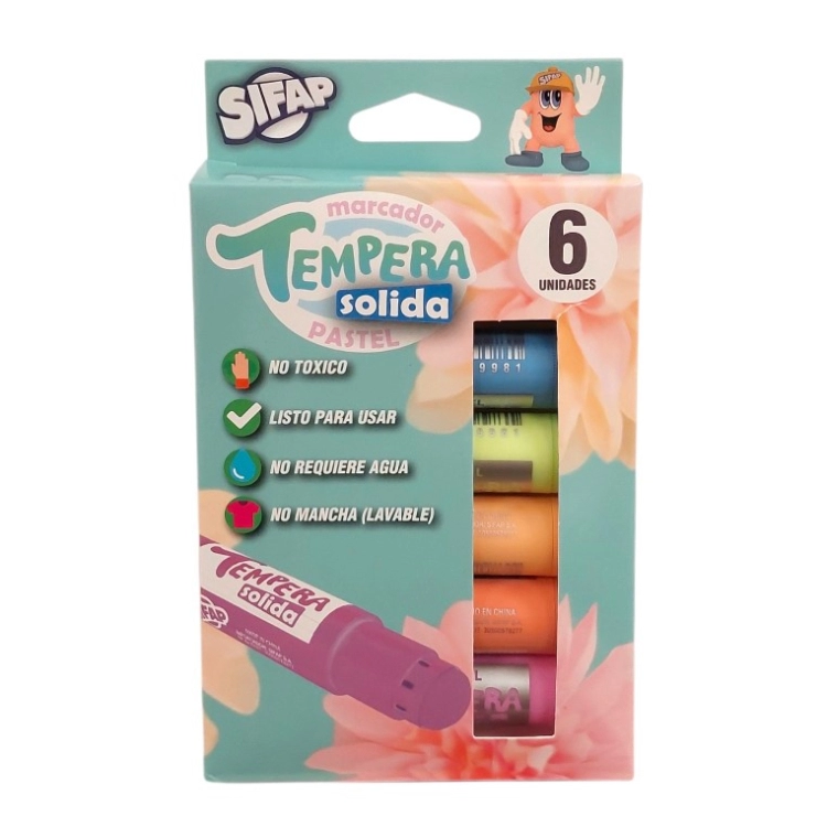 Tempera Solida Sifap Pastel x 6 Art.TEMPSOLPAS